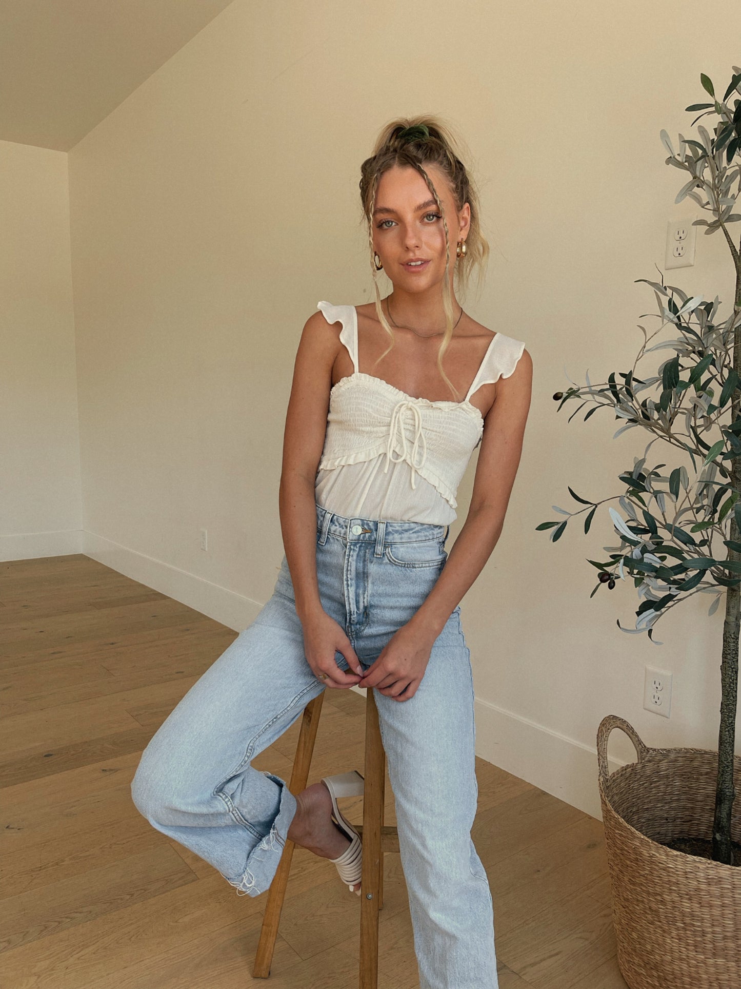 Ruffled In White Bodysuit