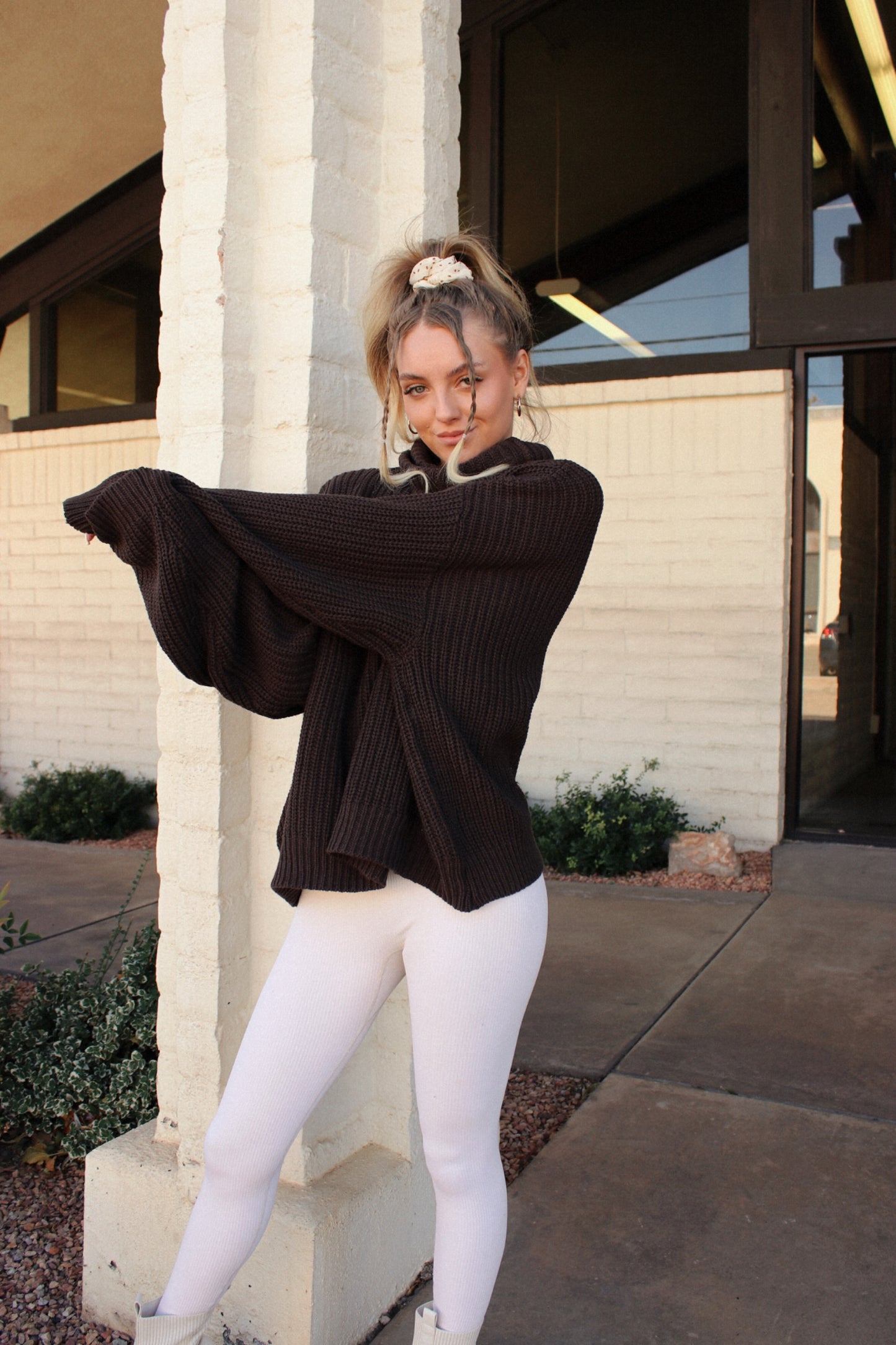 Envy Oversized Knit Sweater-Chocolate