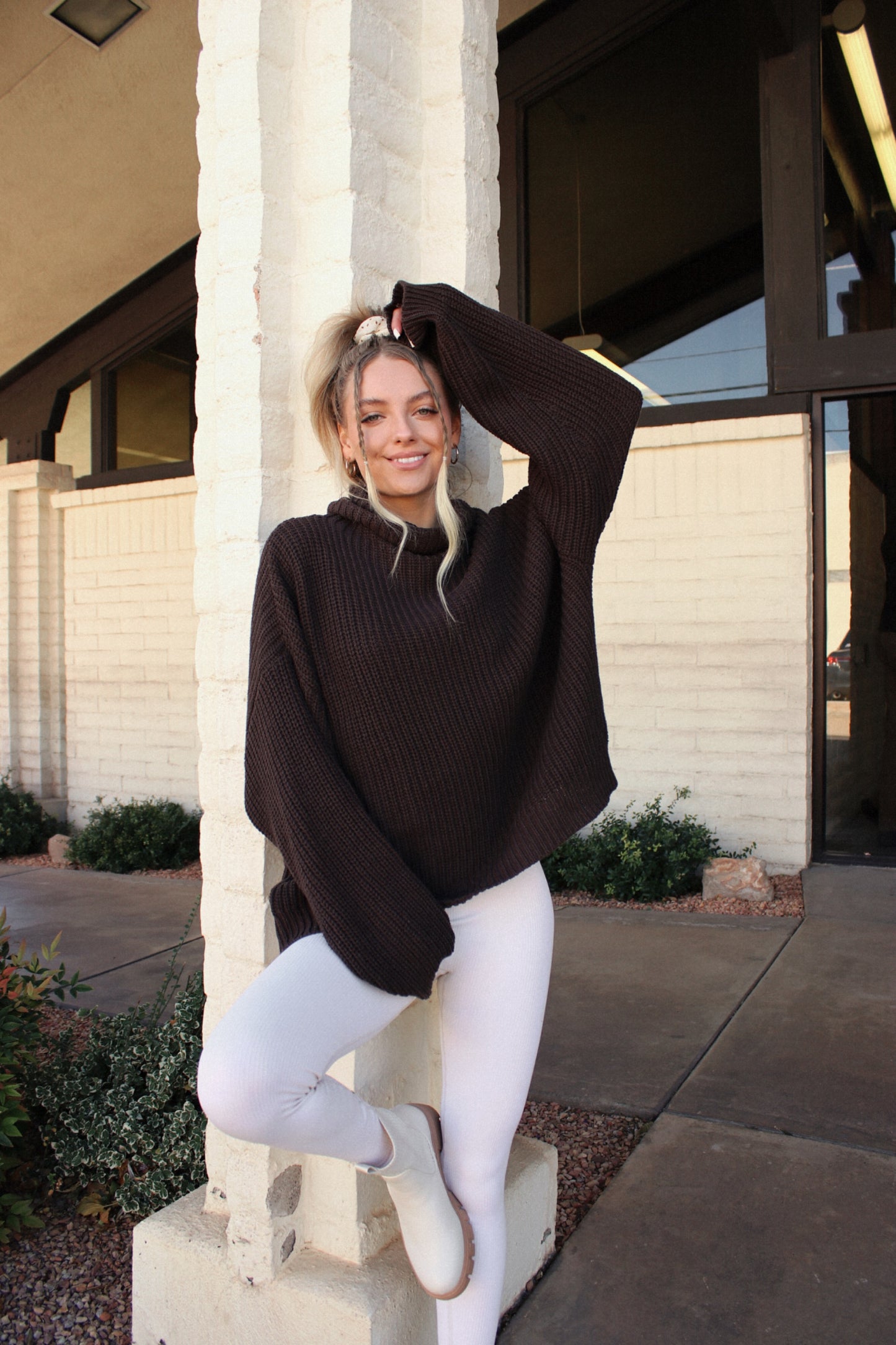 Envy Oversized Knit Sweater-Chocolate