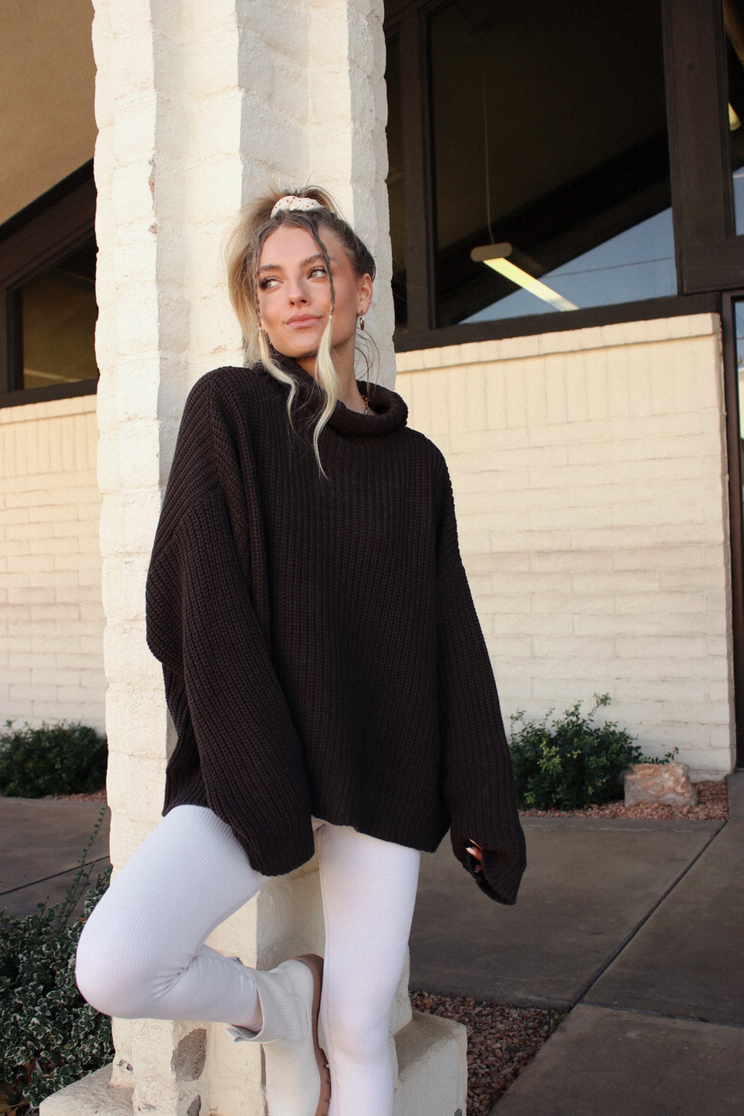 Envy Oversized Knit Sweater-Chocolate