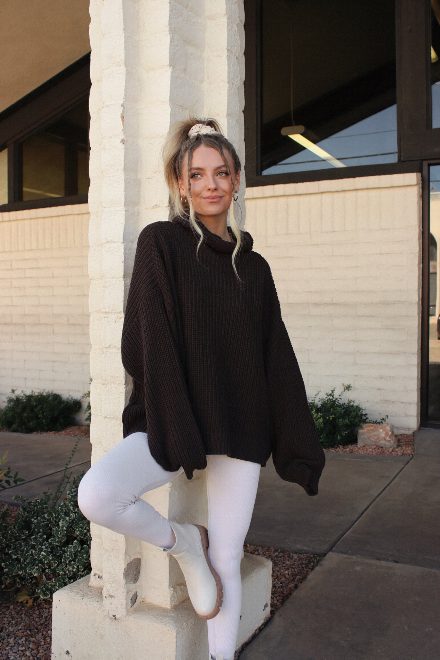 Envy Oversized Knit Sweater-Chocolate