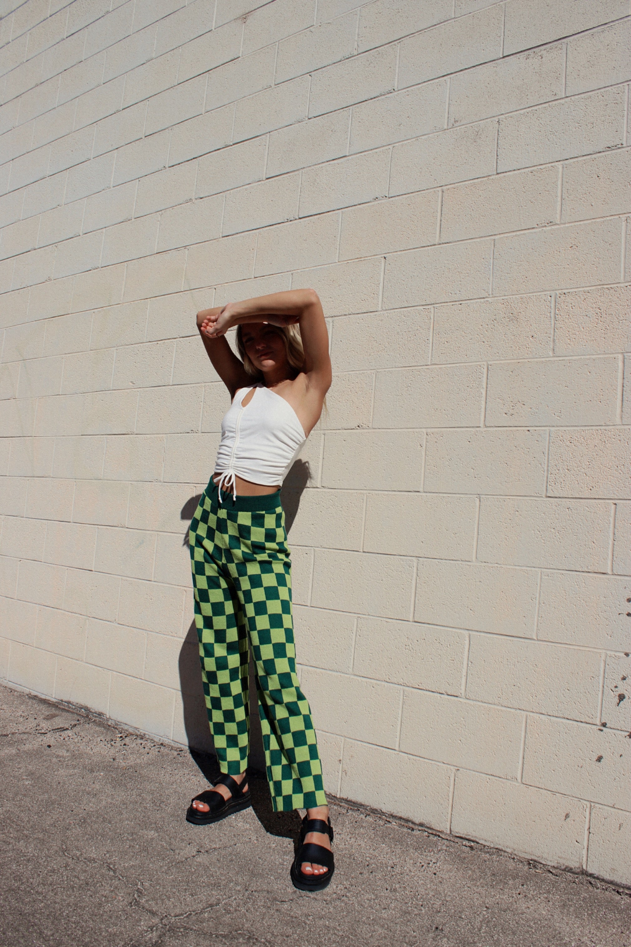 Checkmate - High Waisted Trousers for Women